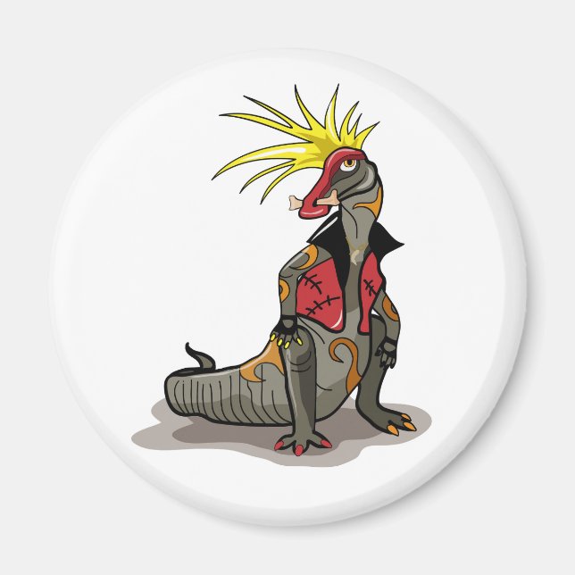Imã Hadrosaurus Dinossaur Vestido Como Um Punk. (Frente)