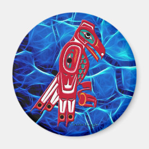 Imã HAIDA EAGLE & Blue Fractal Native Art Magnet