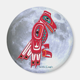 Imã HAIDA EAGLE & FULL MOON Native American Art Magnet