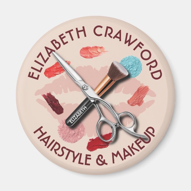 Imã Hair Makeup Stylist Beleza Salon E Seu Nome (Frente)