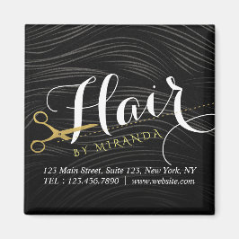 Imã Hair Salon Hairstylist Tesoura Dourada Preta Moder