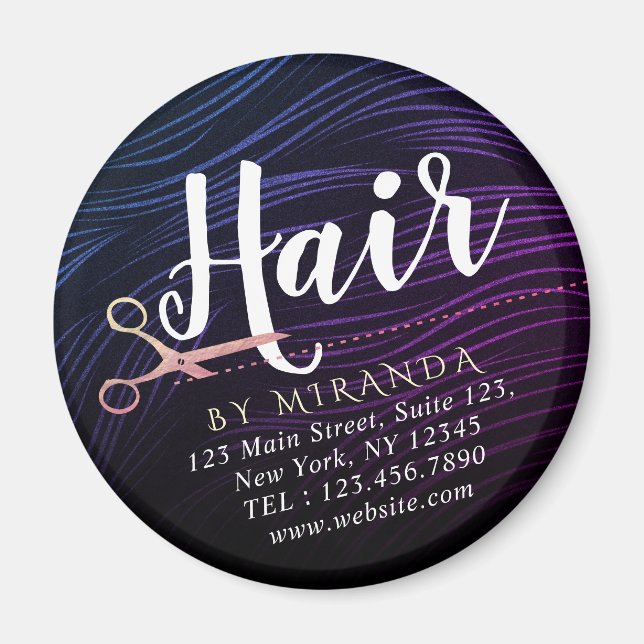 Imã Hair Stylist Hairdresser BeauRosa Dourada Tesoura (Frente)