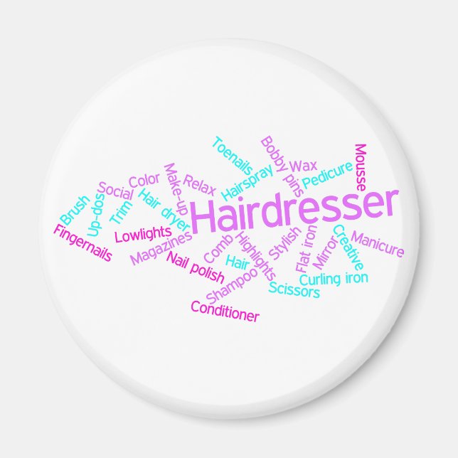 Imã Hairdresser Word Cloud Magnet (Frente)