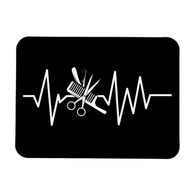 Ímã Hairstylist - Barber Scissors Comb Heartbeat Magne (Horizontal)