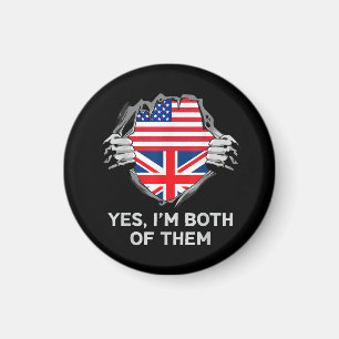 Imã Half American Half British USA England Flag Mens W