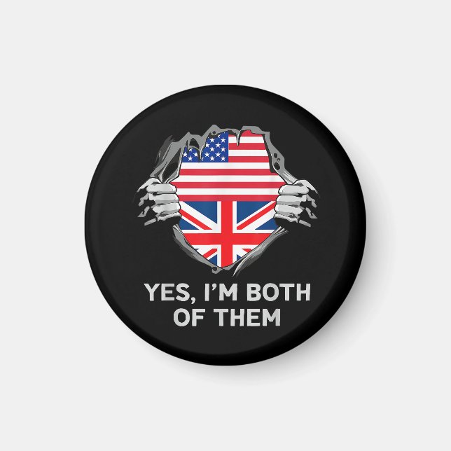 Imã Half American Half British USA England Flag Mens W (Frente)