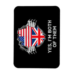 Ímã Half American Half British USA England Flag Mens W