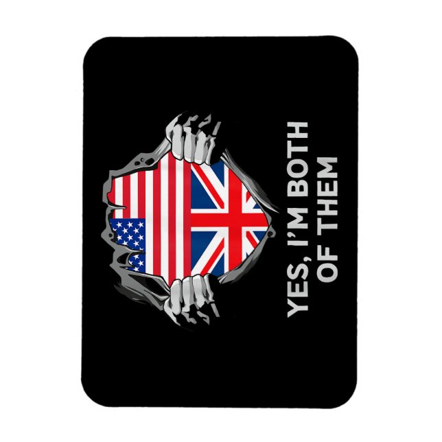 Ímã Half American Half British USA England Flag Mens W (Vertical)