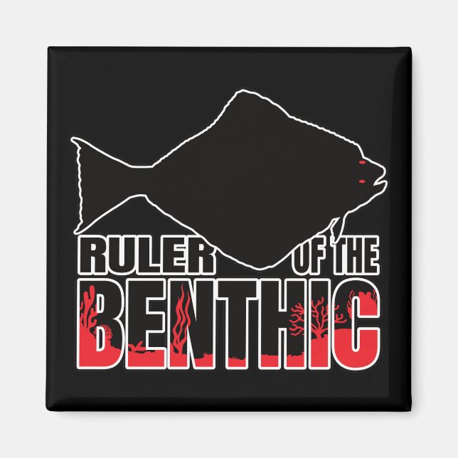 Imã Halibuts Halibut Flatfish Fish - Geek marinho (Frente)
