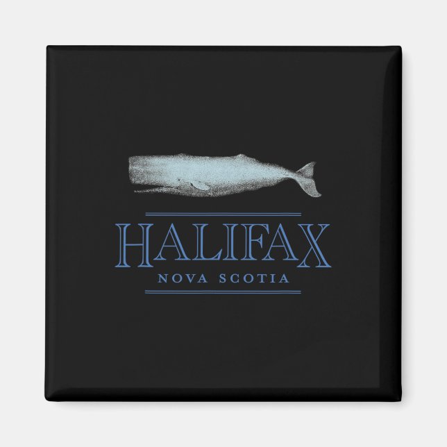 Imã Halifax Nova Scotia Canada Vintage Whale Design  (Frente)
