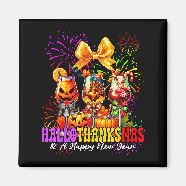 Imã Hallothanksmas &amp; A Happy New Year Fireworks Wi (Frente)