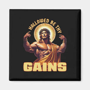 Imã Hallow Be Thains Gains Engraçado Gym Jesus Cristo