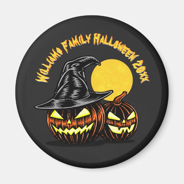 Imã Halloween Adicionar Nome da Família Ano Personaliz (Frente)