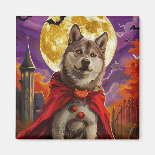 Imã Halloween Akita Americano Abóbora Vampiro Assustad