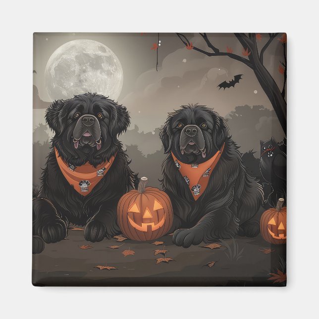 Imã Halloween Assustador de Terra Nova (Frente)