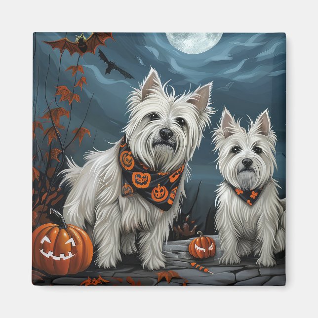 Imã Halloween Assustador West Highland (Frente)