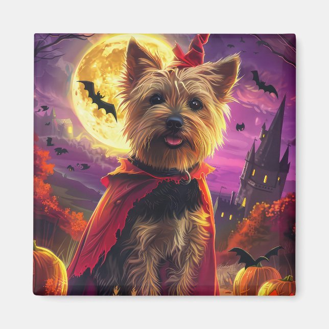 Imã Halloween Australiano Terrier Dog Pumpkins assusta (Frente)