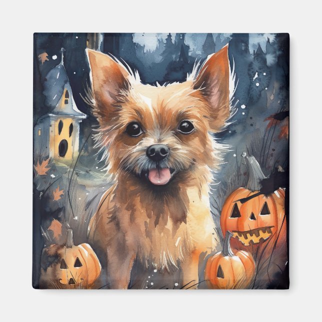 Imã Halloween Australiano Terrier With Pumpkins Scary (Frente)