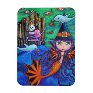 Ímã Halloween Bat Mermaid Witins Octopus Organ