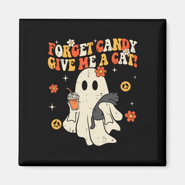 Imã Halloween Black Cat Esquece O Docinho Me Dá Gatos (Frente)
