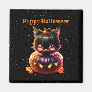 Imã Halloween Black Cat Pumpkin Horror Noturno Assusta