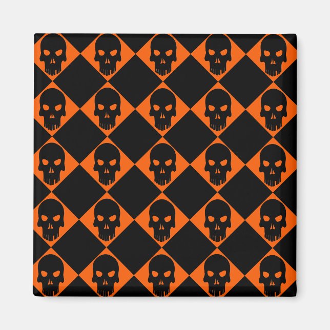 Imã Halloween Black Skull Magnet (Frente)