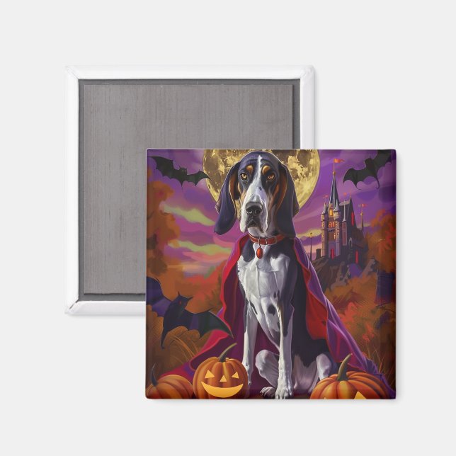 Imã Halloween Bluetick Coonhound Dog Pumpkins Assustad (Front/Back)