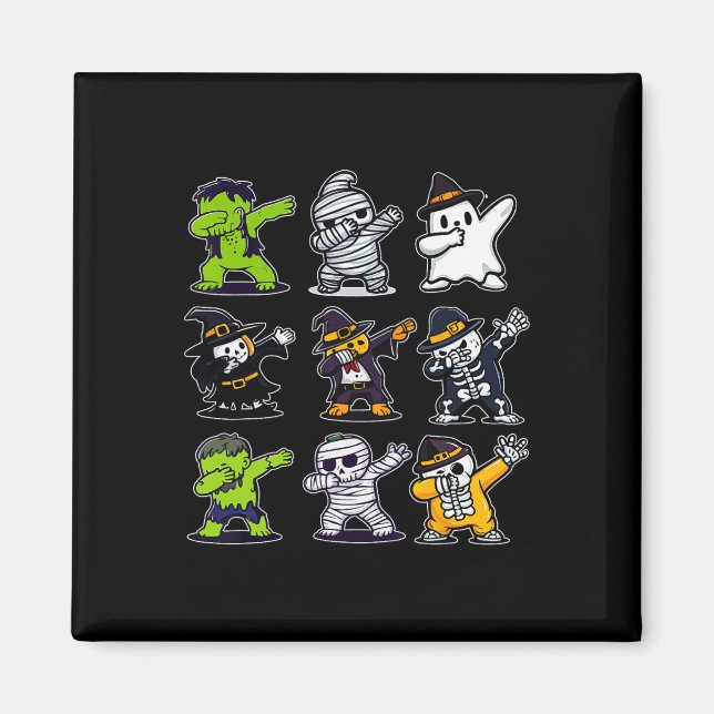 Imã Halloween Boys Skeleton Zombie Scary Pumpkin Mamã (Frente)
