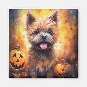 Imã Halloween Cairn Terrier Com Pumpkins Assustado