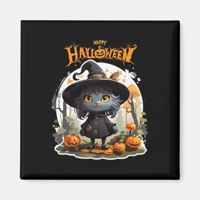 Imã Halloween Cat Adora Engraçada, Assustadora do Dia  (Frente)