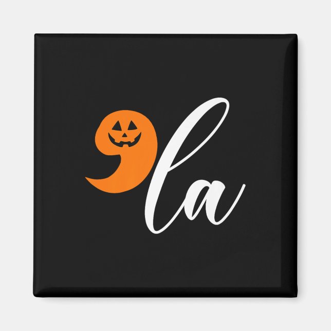 Imã Halloween Comma La Funny Pumpkin Kamala Harris Pre (Frente)