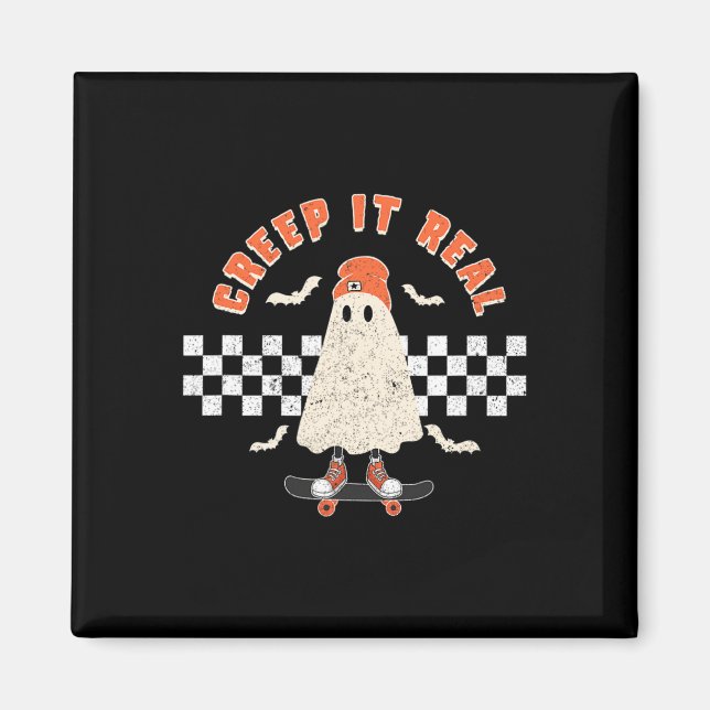 Imã Halloween Creep It Real Ghost Boy Fall Season Skat (Frente)