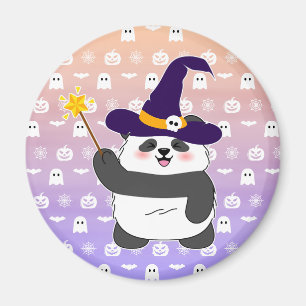Imã Halloween Cute Baby Panda Witic Wand