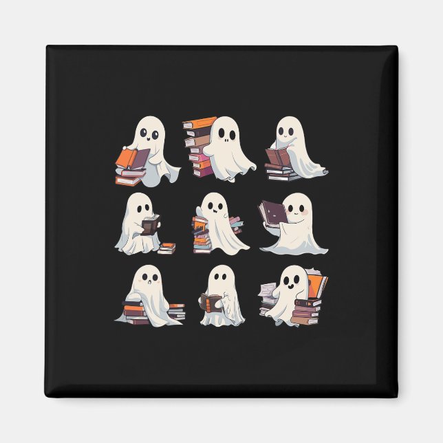 Imã Halloween Cute Ghost Leia Mais Livros "Spooky Boo" (Frente)