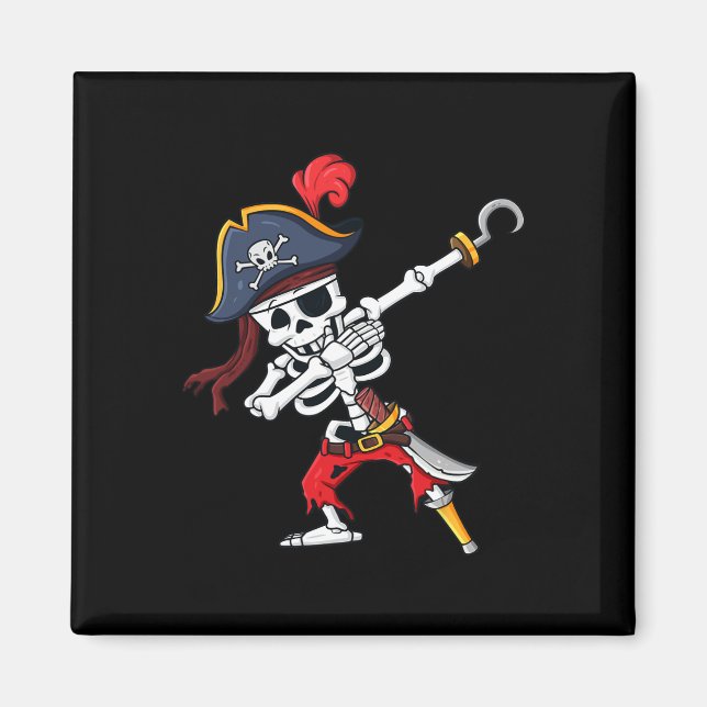 Imã Halloween Dabbing Pirate Skeleton Diversão Dab Boy (Frente)