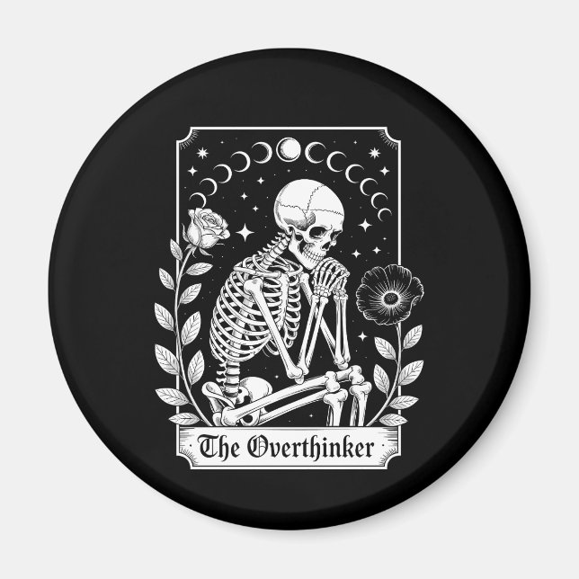 Imã Halloween Dark Gothic Skeleton Overthinker (Frente)