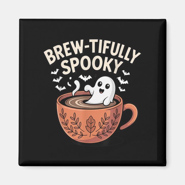 Imã Halloween De Café Ghostil, Assustado Por Brew (Frente)