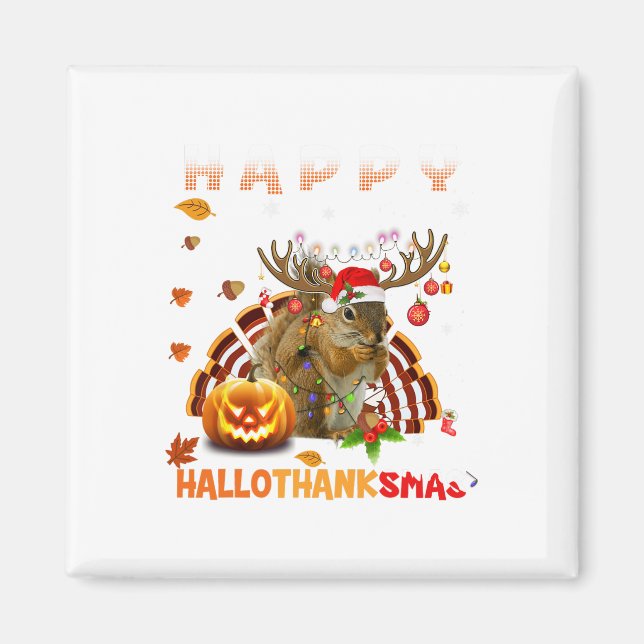 Imã Halloween De Esquilo E Feliz Natal Hallo (Frente)