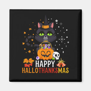 Imã Halloween De Gato Negro E Feliz Natal