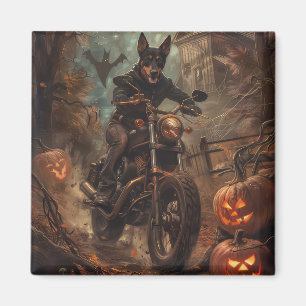 Imã Halloween de motocicleta em Kelpie australiano