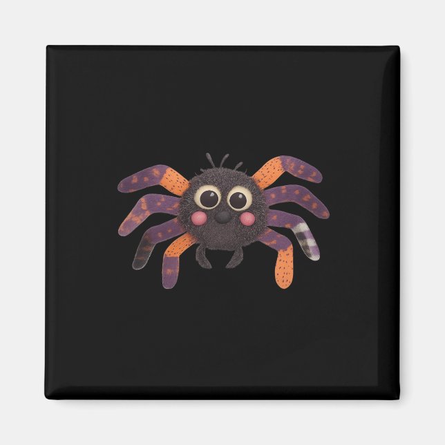 Imã Halloween de Patchwork Floral de aranha de Felpudo (Frente)