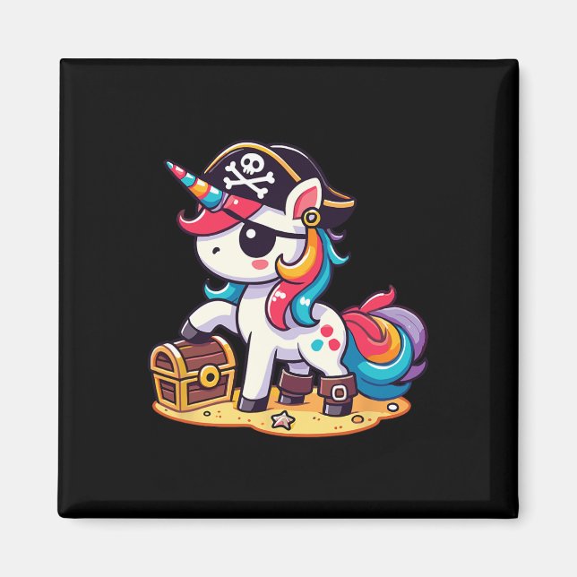 Imã Halloween do Costume Pirata do Unicorn (Frente)