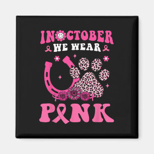 Imã Halloween Em Outubro Nós Vestimos Ferradura Rosa &