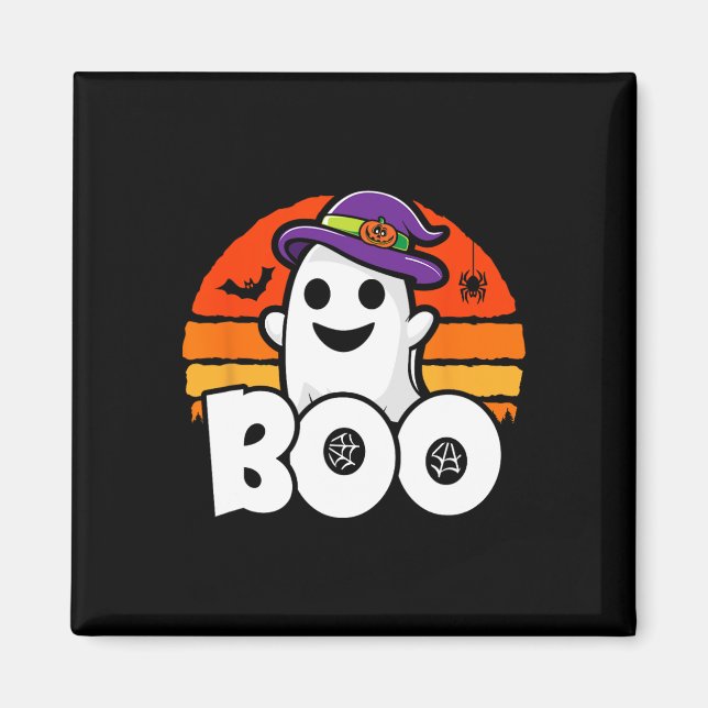 Imã Halloween - Fantasma Engraçado Bruxa - Boo - Hallo (Frente)
