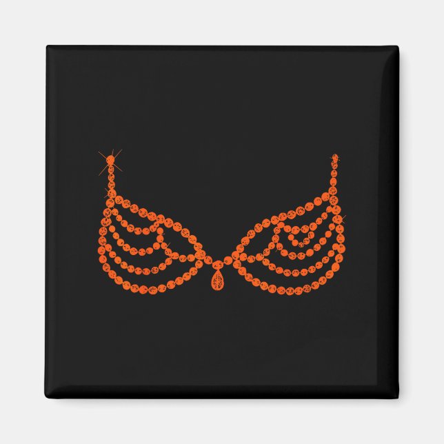 Imã Halloween Funny Showgirl Orange Crystal Bra Lazy C (Frente)