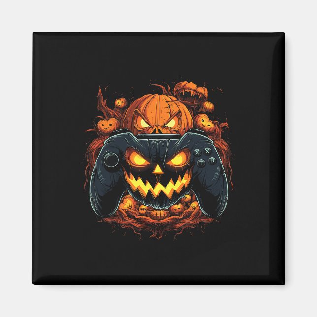 Imã Halloween Gaming Jack O Lanterna Pumpkin Face Asse (Frente)