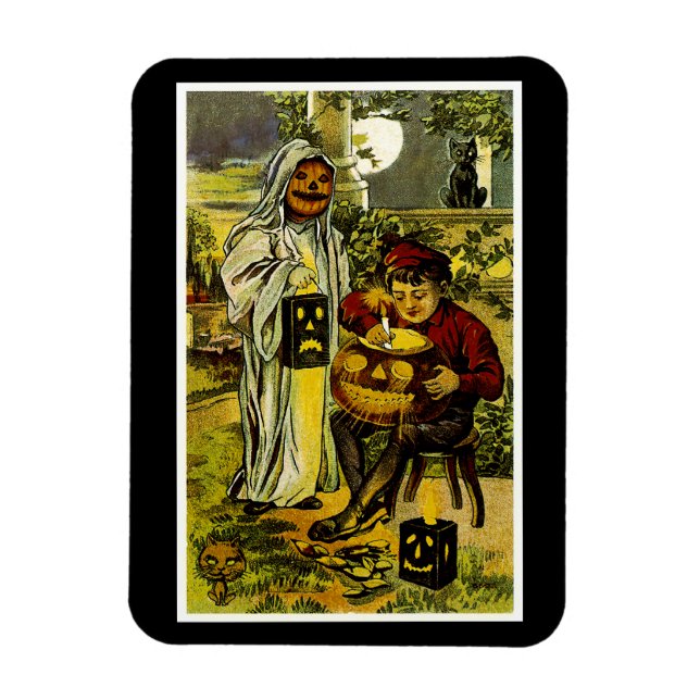 Ímã Halloween Ghost e Jack-o-Lanterna (Vertical)