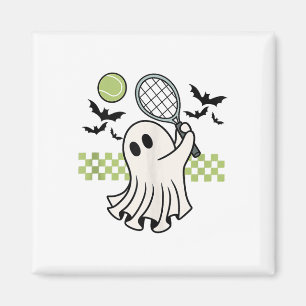 Imã Halloween Ghost Tênis Player Retro Spooky Season