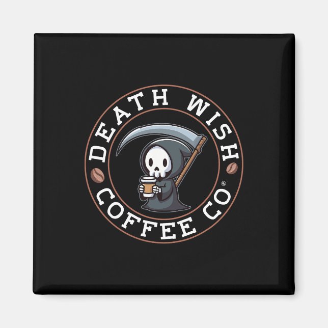 Imã Halloween Grim Reaper Bebendo Café Morte C (Frente)