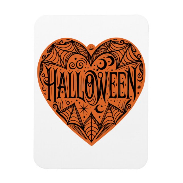 Ímã Halloween Heart, Orange Heart Shape, Holiday (Vertical)